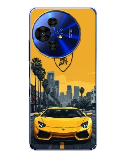 Чехол для TCL 50 NxtPaper с картинкой «Желтый Lamborghini город»