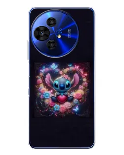 Чехол для TCL 50 NxtPaper с картинкой «Stitch в цветах»