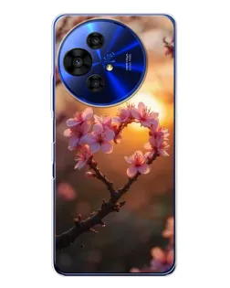 Чехол для TCL 50 NxtPaper с картинкой «Розовый цвет сердце на фоне заката»