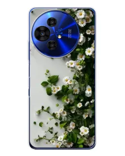 Чехол для TCL 50 NxtPaper с картинкой «Ветка мелких белых цветов»