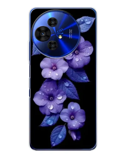 Чехол для TCL 50 NxtPaper с картинкой «Фиолетовые цветы с росою»