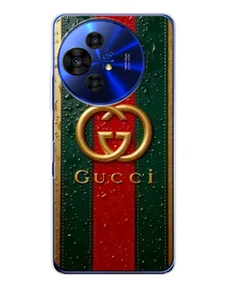 Чехол для TCL 50 Pro NxtPaper с картинкой «Gucci — фирменная полоса и золото»