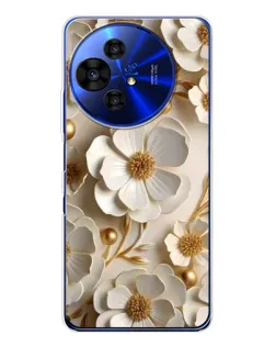 Чехол для TCL 50 Pro NxtPaper с картинкой «Белие бумажние  цвети»