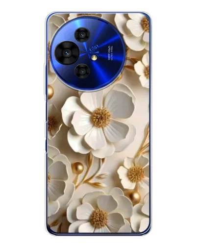 Чехол для TCL 50 Pro NxtPaper с картинкой «Белие бумажние  цвети»