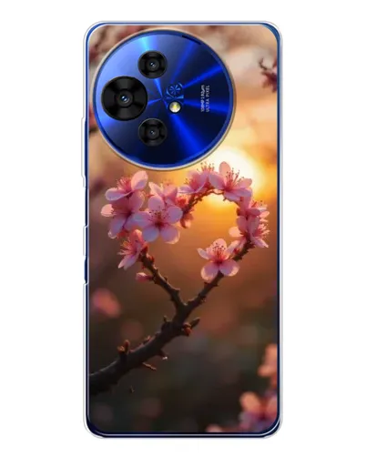 Чехол для TCL 50 Pro NxtPaper с картинкой «Розовый цвет сердце на фоне заката»