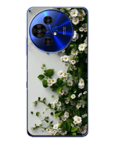 Чехол для TCL 50 Pro NxtPaper с картинкой «Ветка мелких белых цветов»