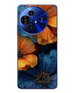 Чехол для TCL 50 Pro NxtPaper с картинкой «Яркая сине-оранжевая флора»