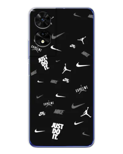 Чехол для TCL 505 с картинкой «Nike Black Pattern»