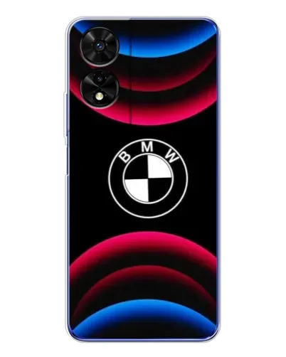 Чехол для TCL 505 с картинкой «Логотип BMW и неоновые дуги»
