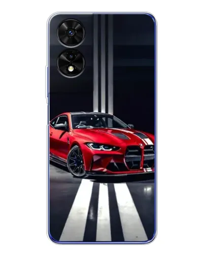 Чехол для TCL 505 с картинкой «Красная BMW на дороге»