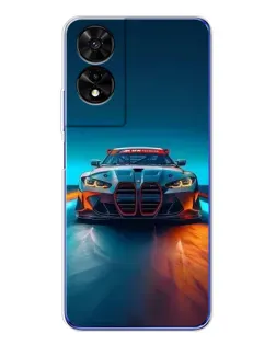 Чехол для TCL 505 с картинкой «BMW — огни неона»