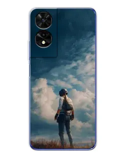 Чохол для TCL 505 з картинкою «Герой PUBG на скелі»
