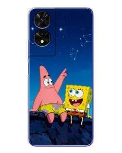 Чехол для TCL 505 с картинкой «Губка Боб и Патрик ночью»