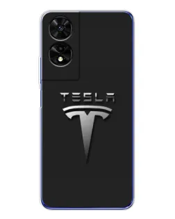 Чохол для TCL 505 з картинкою «Сталевий логотип Tesla»