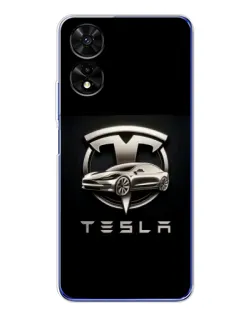 Чохол для TCL 505 з картинкою «Tesla — срібне авто»