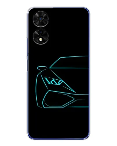 Чохол для TCL 505 з картинкою «Блакитний силует Lamborghini»
