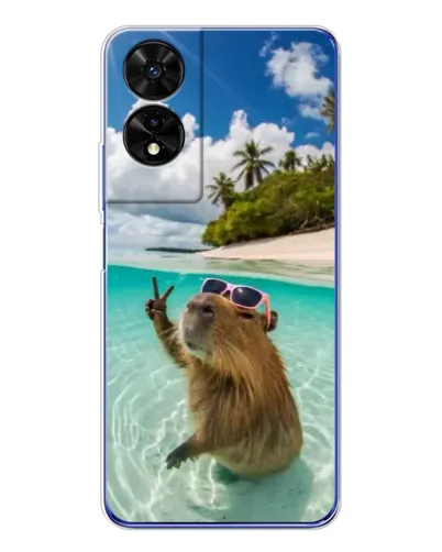 Чехол для TCL 505 с картинкой «Капибара на море» Чехол для TCL 505 с картинкой «Капибара на море»