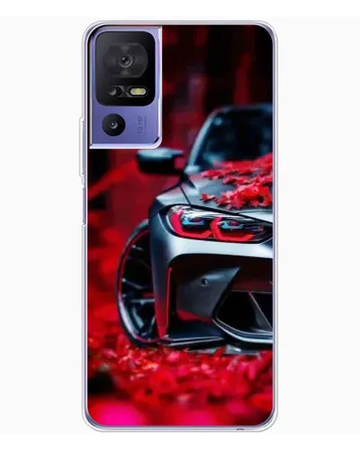 Чехол для TCL 605 с картинкой «Спортивная BMW и цветы»