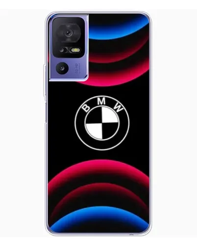 Чехол для TCL 605 с картинкой «Логотип BMW и неоновые дуги»