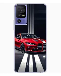 Чехол для TCL 605 с картинкой «Красная BMW на дороге»