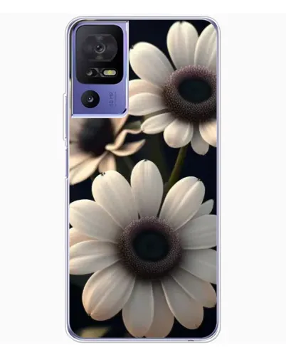 Чохол для TCL 605 з картинкою «Білі маргаритки макро»
