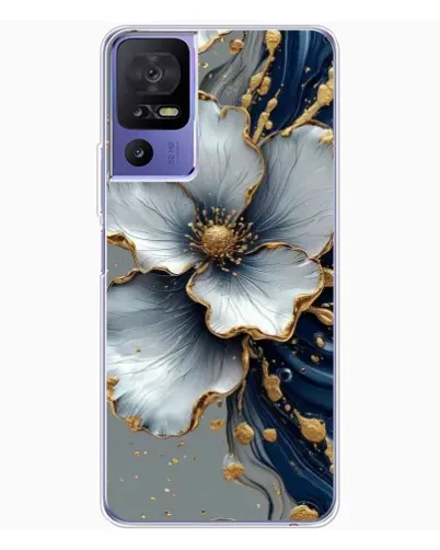 Чохол для TCL 605 з картинкою «Біла квітка та золотий флюїд» Чохол для TCL 605 з картинкою «Біла квітка та золотий флюїд»