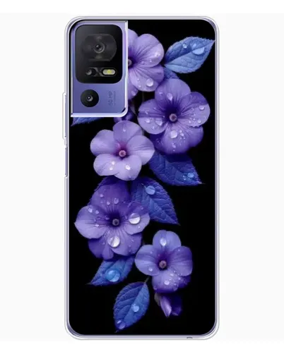 Чохол для TCL 605 з картинкою «Фіолетові квіти з росою»