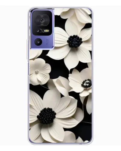 Чохол для TCL 605 з картинкою «Об'ємні білі квіти»