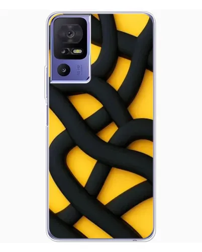 Чехол для TCL 605 с картинкой «Черное желтое переплетение»