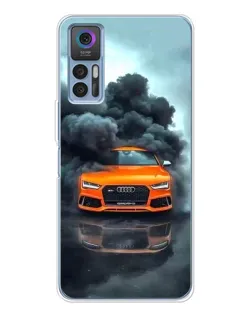 Чехол для TCL K23 5G с картинкой «Audi в облаках дыма»