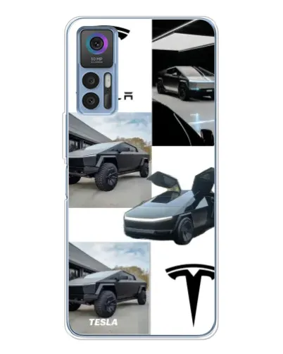 Чехол для TCL K23 с картинкой «Коллаж Cybertruck Tesla»