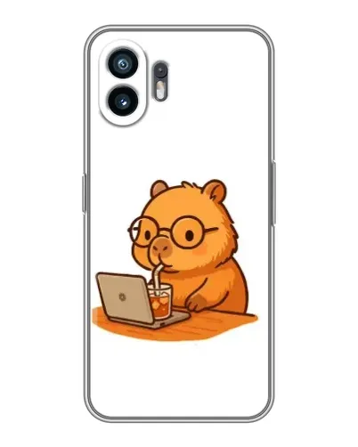 Чехол для TCL K70 с картинкой «Капибара с ноутбуком»