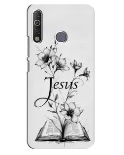 Чехол для TECNO Camon 12 Air CC6 с картинкой «Цветы и Библия»