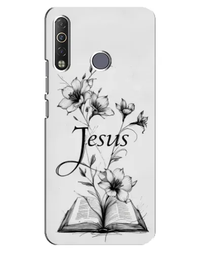 Чехол для TECNO Camon 12 Air CC6 с картинкой «Цветы и Библия»