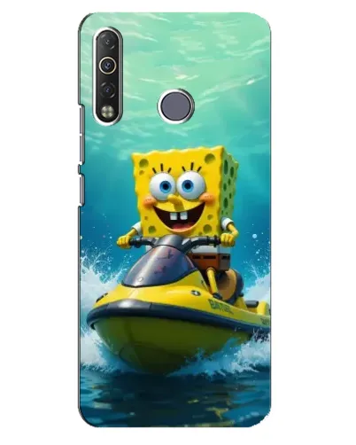 Чехол для TECNO Camon 12 Air CC6 с картинкой «Спанч Боб на гидроцикле»