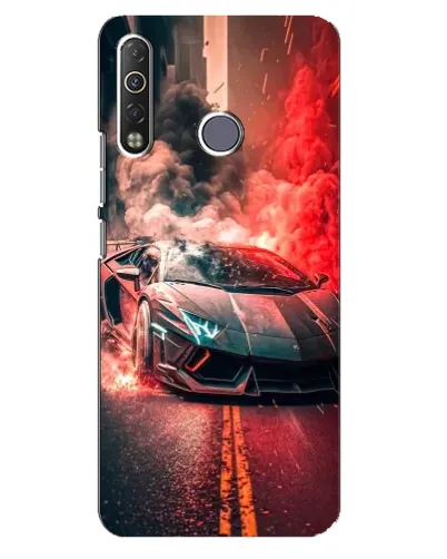 Чохол для TECNO Camon 12 Air CC6 з картинкою «Lamborghini червоний дим»