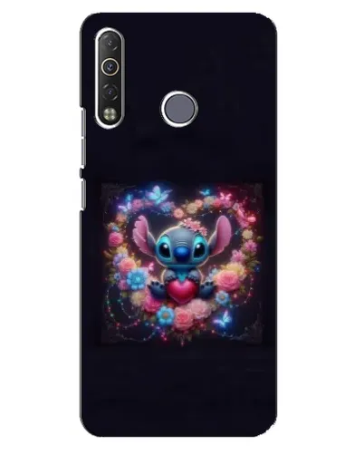 Чехол для TECNO Camon 12 Air CC6 с картинкой «Stitch в цветах»