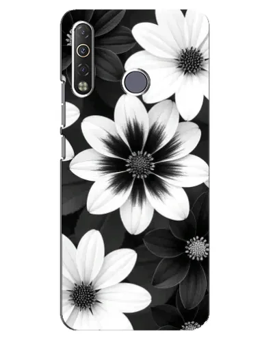 Чехол для TECNO Camon 12 Air CC6 с картинкой «Монохромные астры»