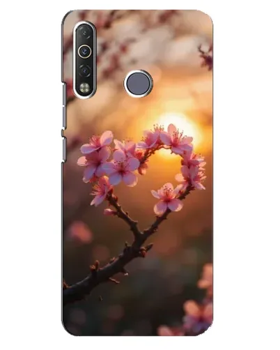 Чехол для TECNO Camon 12 Air CC6 с картинкой «Розовый цвет сердце на фоне заката»