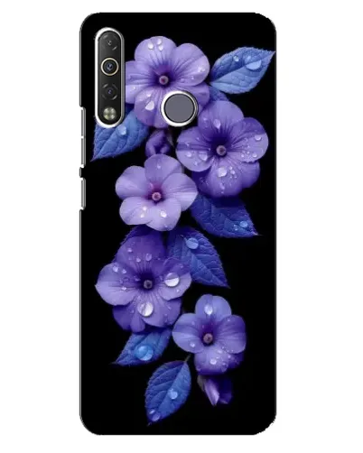 Чехол для TECNO Camon 12 Air CC6 с картинкой «Фиолетовые цветы с росою»