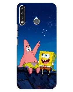 Чехол для TECNO Camon 12 CC7 с картинкой «Губка Боб и Патрик ночью»