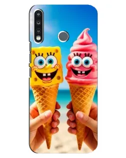 Чехол для TECNO Camon 12 CC7 с картинкой «Спанч Боб мороженое»