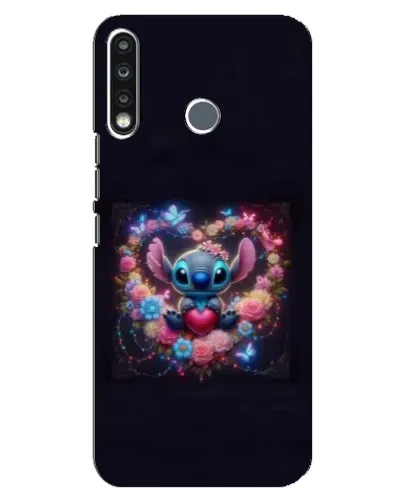Чехол для TECNO Camon 12 CC7 с картинкой «Stitch в цветах»