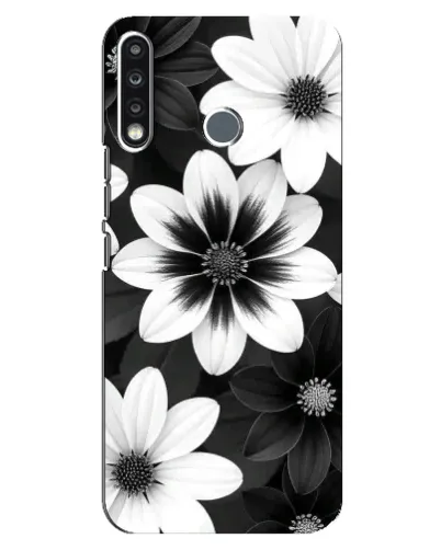 Чехол для TECNO Camon 12 CC7 с картинкой «Монохромные астры»