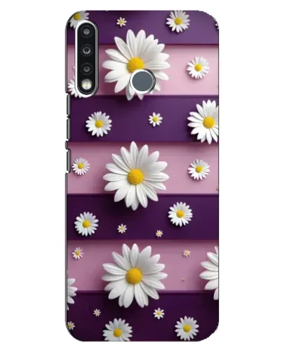 Чехол для TECNO Camon 12 CC7 с картинкой «Ромашки на фиолетовом»