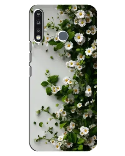 Чехол для TECNO Camon 12 CC7 с картинкой «Ветка мелких белых цветов»