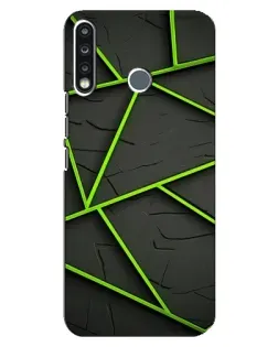 Чехол для TECNO Camon 12 CC7 с картинкой «Зеленые геометрические линии»