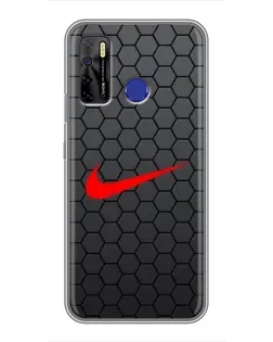 Чехол для TECNO Camon 15 Air с картинкой «Nike — карбоновая сетка»