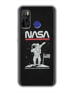 Чохол для TECNO Camon 15 Air з картинкою «NASA — крокуємо по Місяцю»