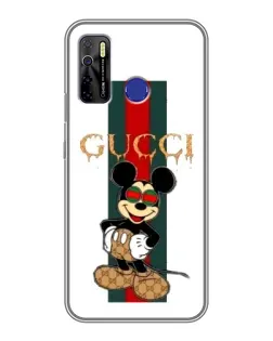 Чохол для TECNO Camon 15 Air з картинкою «Міккі Маус Gucci — смуги»